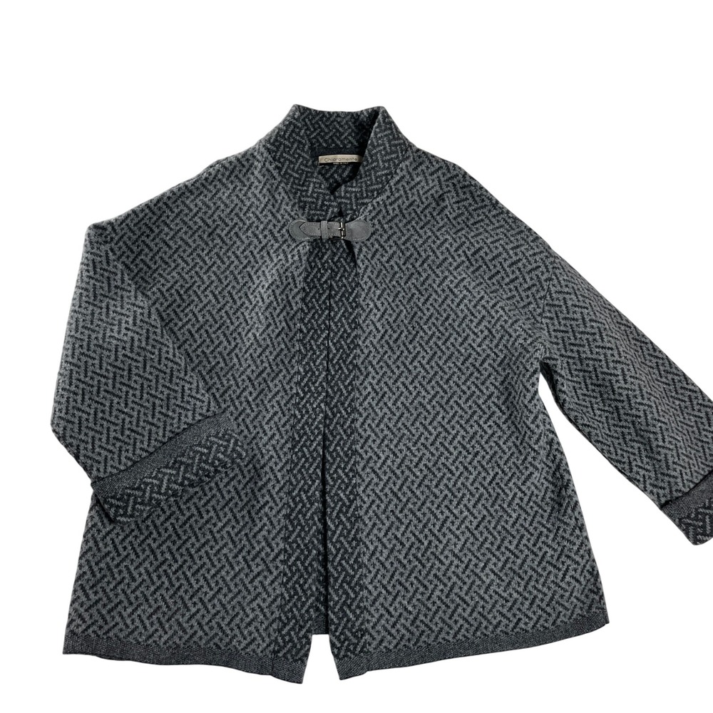 Chiaramente Italy Wool Blend Swing Jacket Gray Minimalist L‎